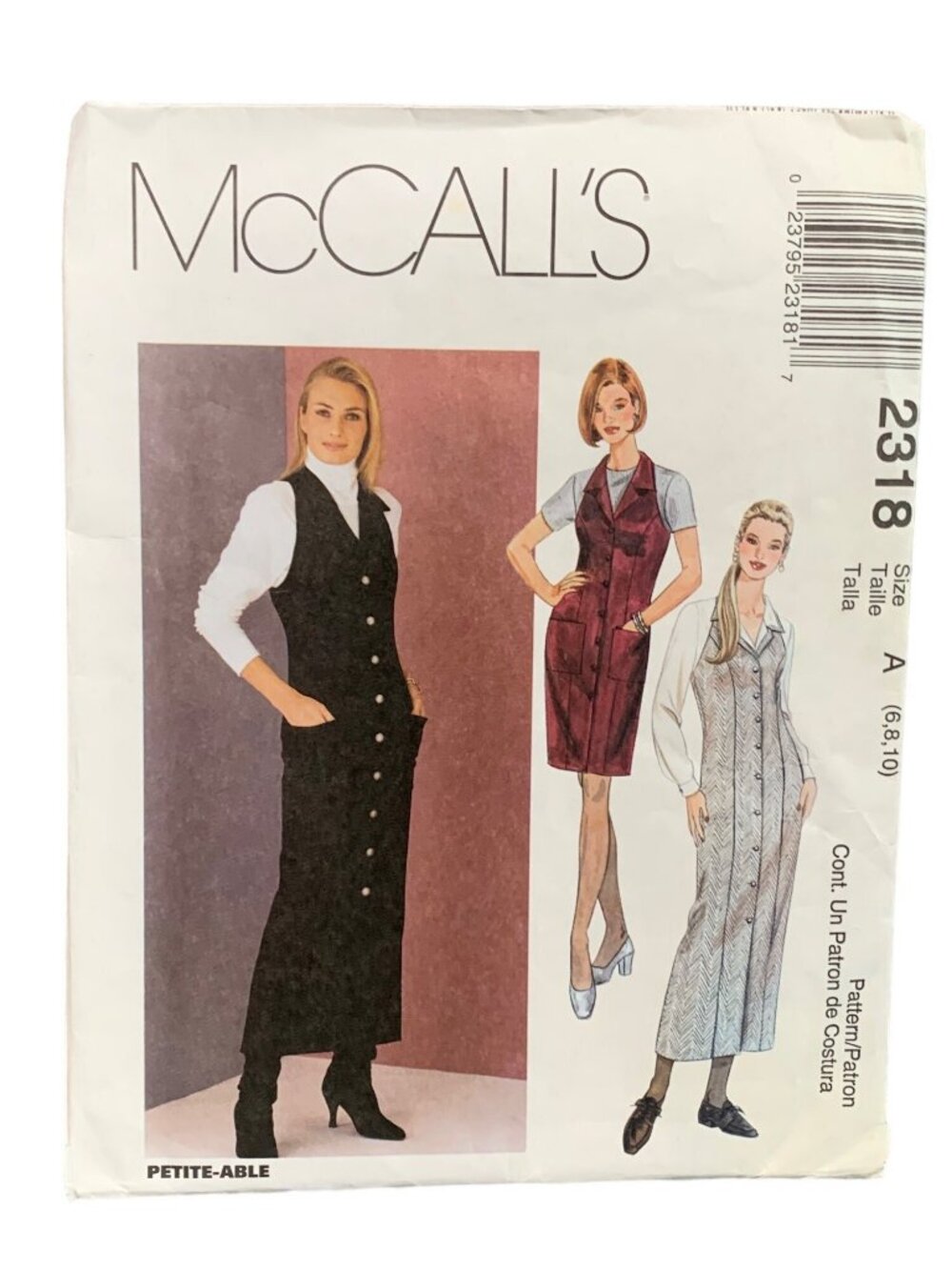 McCalls 2318 Sewing Pattern Womens Dress Jumper Size 6-8-10 Uncut